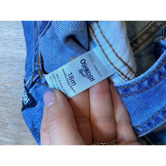 Oshkosh Bgosh Blue Denim Overalls 18M Adjustable Straps Side Pockets Toddler Boy - Picture 6 of 7